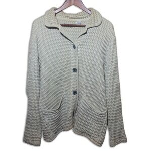 Mod-o-Doc Vintage 100% Cotton Waffle Knit Cream Button Front Jacket Womens Sz L